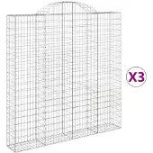 vidaXL Schanskorven 3 st gewelfd 200x30x200/220 cm ijzer