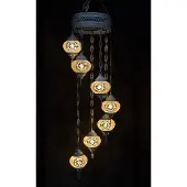 Halay Hanglamp multicolour wit glas mozaïek Oosterse lamp kroonluchter Crèmewit 7 bollen