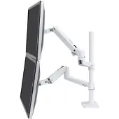 Ergotron Dubbele monitorarm LX 45-509-216, voor 2 monitoren tot 40", tot 20 kg, in hoogte verstelbaar, kantelen, zwenken &amp; zwenken, aluminium &amp; staal, wit
