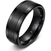 Mendes Wolfraam heren ring zwart gebostelde streep 8mm-17mm