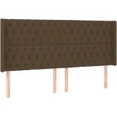 vidaXL Hoofdbord met randen 203x16x118/128 cm stof donkerbruin
