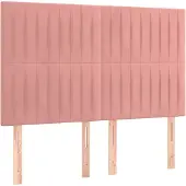 vidaXL Hoofdbord roze 144x5x118/128 cm fluweel