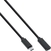 InLine 35772 USB 3.2 kabel, USB Type-C verlengkabel, mannelijke/vrouwelijke connector, zwart, 2 meter