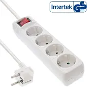 InLine Stekkerdoos met 4 contacten en schakelaar / wit - 3 meter