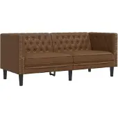 vidaXL 3-delige Loungeset Chesterfield-stijl kunstsuède bruin