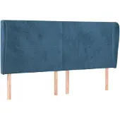 vidaXL Hoofdbord met randen 183x23x118/128 cm fluweel donkerblauw