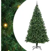 vidaXL Kunstkerstboom Groen 240 cm PVC en Staal en Kunststof