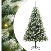 vidaXL Kunstmatige Scharnierende Kerstboom met Gevlokte Sneeuw Warmwit