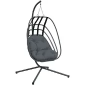 vidaXL Hangende Egg Chair met standaard antraciet staal