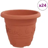 vidaXL Ronde Bloempot 24 st Baksteenrood Ø 26 x 21.5 cm Kunststof