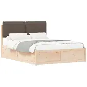 vidaXL Bedframe met Gevoerde Hoofdbord Taupe 140 x 200 cm