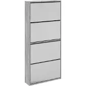 vidaXL Schoenenkast met spiegel 4-laags 63x17x134 cm grijs sonoma