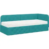 vidaXL Hoek Bed Frame Turquoise 80 x 200 cm Fluweel