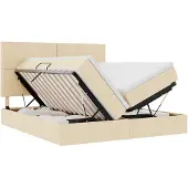 vidaXL Opbergbed met hoofdeinde met opslag Crème 180 x 200 cm Stof