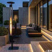 Ash Pelletkachel Capri – Sfeervolle Buitenhaard & Terrasverwarmer - Pelletkachel – 184 cm – Terrashaard – Zwart