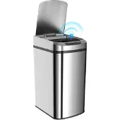 HOMCOM Sensor Prullenbak - Roestvrij Staal - 28x22x41cm - Zilver