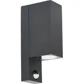 PRIOS buitenwandlamp Tetje, zwart, hoekig, sensor dimbaar, zwart, Aluminium, Modern