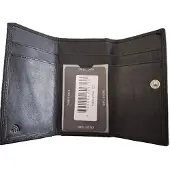 Oi zwarte leren damesportemonnee smal en dun / platte Trifold portemonnee voor weinig pasjes / damesbeurs super compact / Anti skim / zwart leer / 622