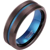 Mendes Heren ring Wolfraam Bruin Blauw 8mm-17mm