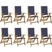 vidaXL Tuinstoelen inklapbaar 8 st massief acaciahout en textileen