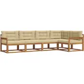 vidaXL Buiten bank set 5 st Natuurlijk en Beige