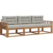 vidaXL Buiten bank set 3 st Natuurlijk en Licht Grijs