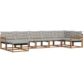 vidaXL Buiten bank set 7 st Natuurlijk en Licht Grijs