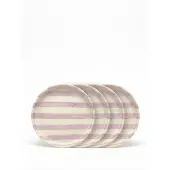 Vtwonen - Borden - Gebaksbord - Strepen - Lila - Set van 4 - Keramiek - 13cm