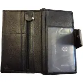 Oi zwarte leren portefeuille smal model / Groot afsluitbaar pasjesmapje voor veel pasjes met ruimte voor contant geld / platte damesportemonnee afsluitbaar / beveiligd tegen skimmen / zwart leer / 613