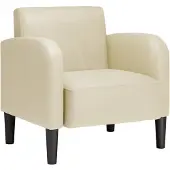 vidaXL Fauteuil met armleuningen 54 cm kunstleer crèmekleurig