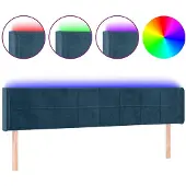 vidaXL Hoofdbord LED 203x16x78/88 cm fluweel donkerblauw