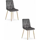 Leobert Chaise - - Libra - Donkergrijze fluweelstof / Houten poten - 45 x 54 x 86,5 cm - Set van 2