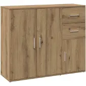 vidaXL Dressoir Artisan Eikenhout 91x29,5x75 cm Bewerkt Hout
