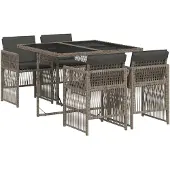 vidaXL 5-delige Tuinset met kussens poly rattan grijs