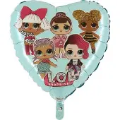 Markenlos LOL Surprise hart folieballon licht blauw 45 cm.