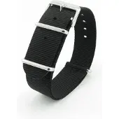 Kaiser Premium Black Nato strap 20mm - Horlogeband Zwart