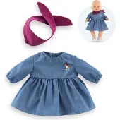 Corolle poppen jeansjurk met sjaal - babypop kleding 36cm denim.