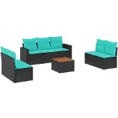 vidaXL 8-delige Loungeset met kussens poly rattan zwart