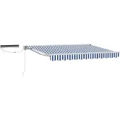 vidaXL Elektrisch Uitschuifbare Zonneluifel Blauw en Wit 3,5 x 2 m