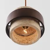 LumenXL Natuurlijke hanglamp Travé van travertin (natuursteen) en hout