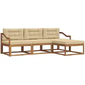 vidaXL Buiten bank set 4 st Natuurlijk en Beige