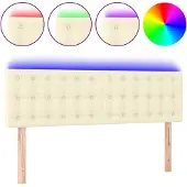 vidaXL Hoofdbord LED 144x5x78/88 cm kunstleer crèmekleurig