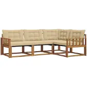 vidaXL Buiten bank set 4 st Natuurlijk en Beige