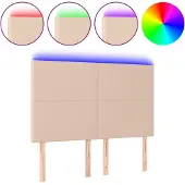 vidaXL Hoofdbord LED 144x5x118/128 cm kunstleer cappuccinokleurig