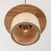 LumenXL Japandi hanglamp Travia van travertin (natuursteen) en licht hout