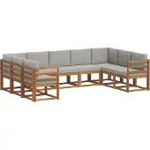 vidaXL Buiten bank set 9 st Natuurlijk en Licht Grijs
