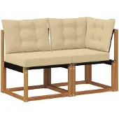 vidaXL 2 st Outdoor Midden- en Hoekbank Naturel