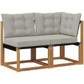vidaXL 2 st Outdoor Midden- en Hoekbank Naturel