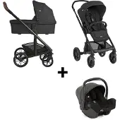 Joie Kinderwagen Chrome2 Trio 3-in-1 Raven incl. i-Snug2 Autostoel, Adapterset & Regenhoes + Isofix Base
