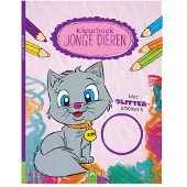Wins Holland kleurboek jonge dieren met glitter stickers en glinsterende kaft.